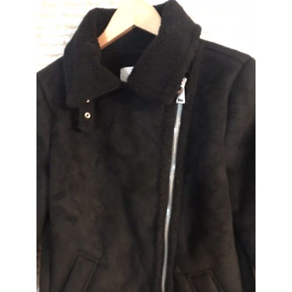 Loft Faux suede Sherpa Black Moto jacket Brand New With Tags NWT $210 2021 - Picture 5 of 14
